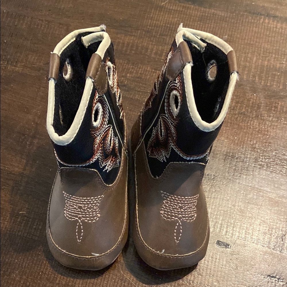 Baby Twisted Brown and Black Western Boots Infant